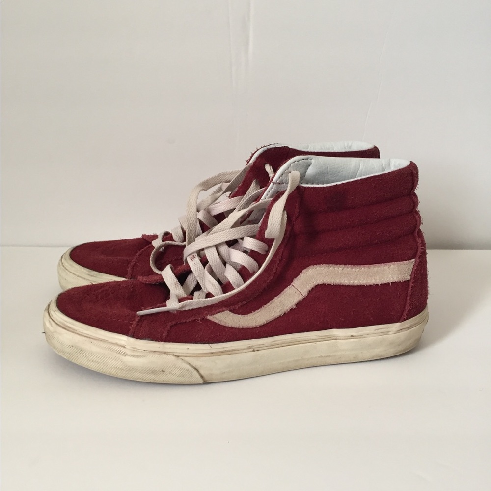 Burgundy Hightop Vans - Size 8